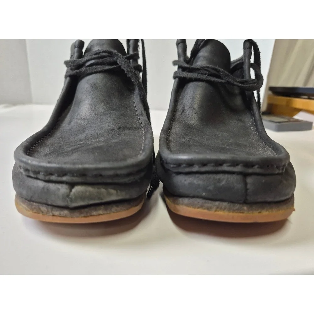 Clarks Wallabee Boots Black Leather Moccasin Lace Up Mens 8 261297667070